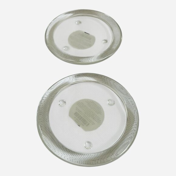 Pier One Large Clear Bubble Round Glass Candle Base Holder Set of 2 NWT - Picture 3 of 3